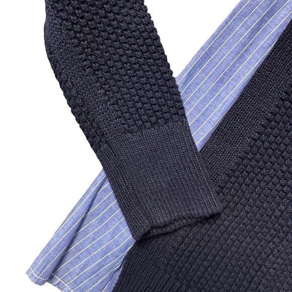 Loft Mixed Media Pin Striped Back Knit Front Sweater Top Size Extra Small NWT - Picture 3 of 9